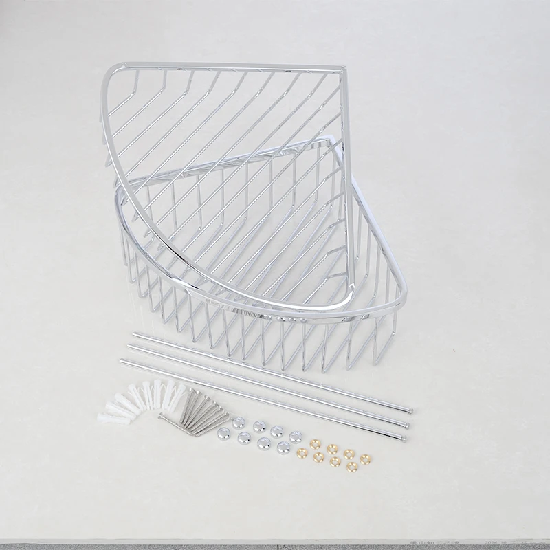 HUIDA Cheap hanging bathroom double tiers stainless steel corner shower shelf basket