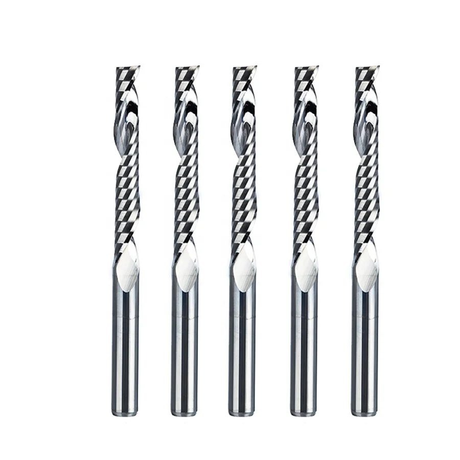 Weix 3.175mm End Mill Milling Cutter One Single Flute Spiral Router Bits CNC Engraving Bit Tools