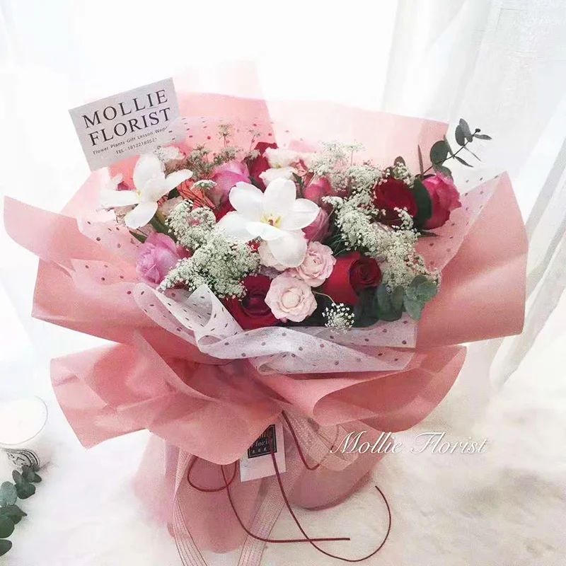 
Recycle Dot Pattern Designs Bouquet Flower Paper Waterproof Tissue Paper 