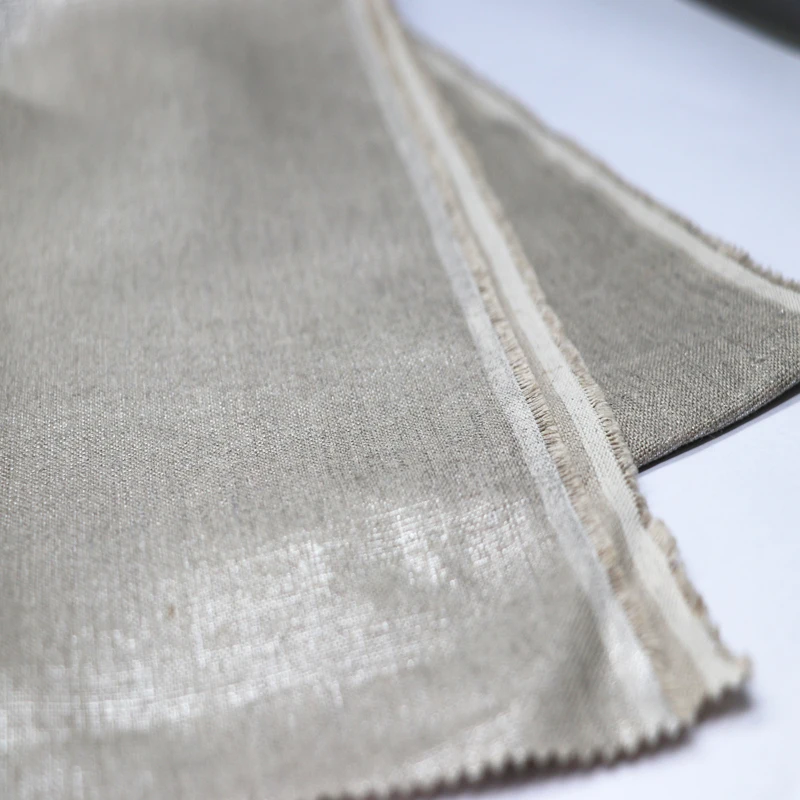 100% linen silver printing coating fabric for cloth and home