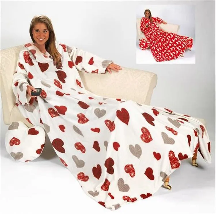 100% Polyester Fabric Polar Fleece Double Throw China Shaoxing Factory Fleece Crochet Children Blanket with Sleeves