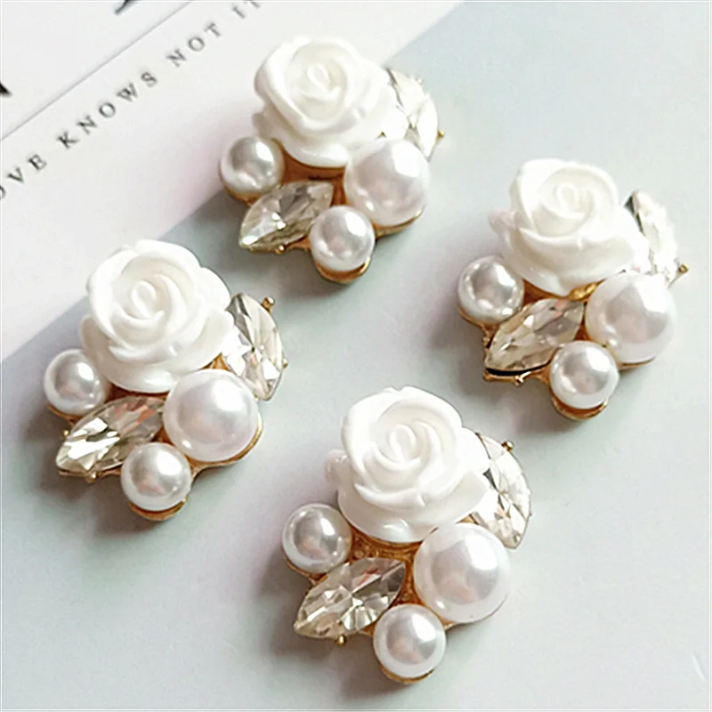 Beauty flower design jewelry pendants jewelry parts brass rose pearl Accessories for bag