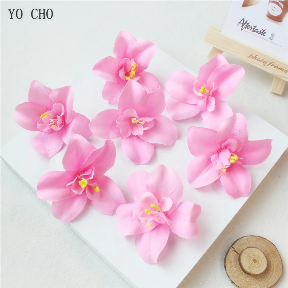 
YO CHO Wedding Flower Mini Garland Headband Wreath Fake Artificial Flowers Head Silk Flower Heads Orchid Head 