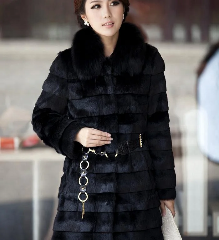 2018 new synthetic fur coat faux fur long type jacket overcoat