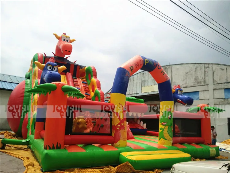 Hot Selling High Quality Inflatable Dragon Dinosaur Movable Mouth Big Slide Playground