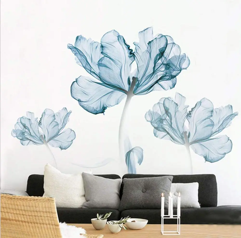 
Декоративные наклейки и фрески, домашняя для гостиной, цветочные настенные наклейки, улучшенная краска, настенные виниловые наклейки из ПВХ 
