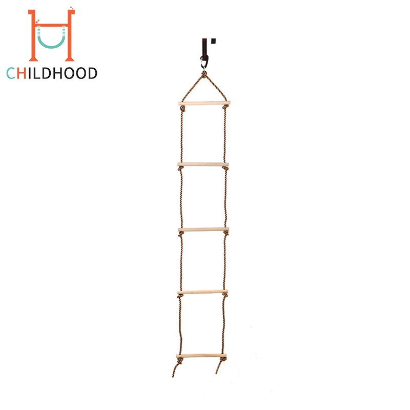 High Quality Kids Swing Set Accessories Wooden Climbing Rope Swing Ladder