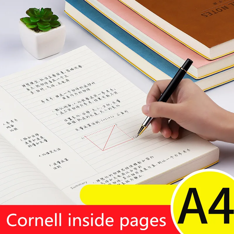 A4 college student diary notebook PU leather paperback 100sheets colorful conference thick journal notebook