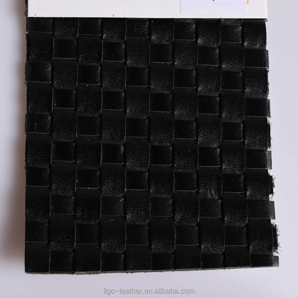 
Cow hide leather with weave pattern by handmade for bag furniture genuine leather 