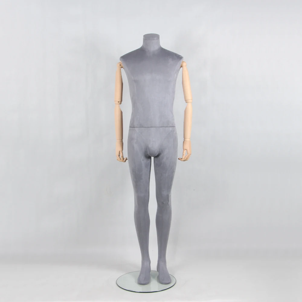 Fashion Grey Fabric Headless Wholesale men Mannequins Tailoring dress dummies Mannequin with beech arms on sale