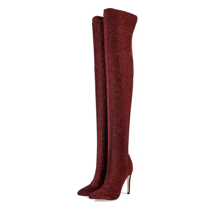 
Fashion Women Leather Sexy Over The Knee Stovepipe High Heels Women Long Boots 
