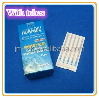 Sterile acupuncture needles with guide tube