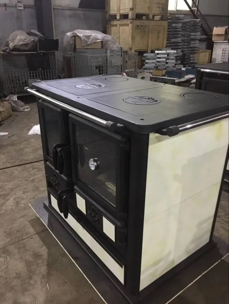 Cast iron wood cook stove with oven