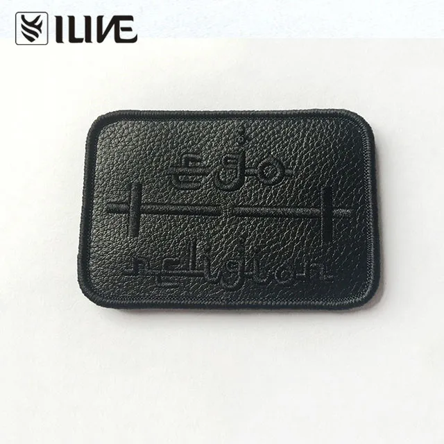 Custom hot stamping brand logo decorate original leather patch for garment
