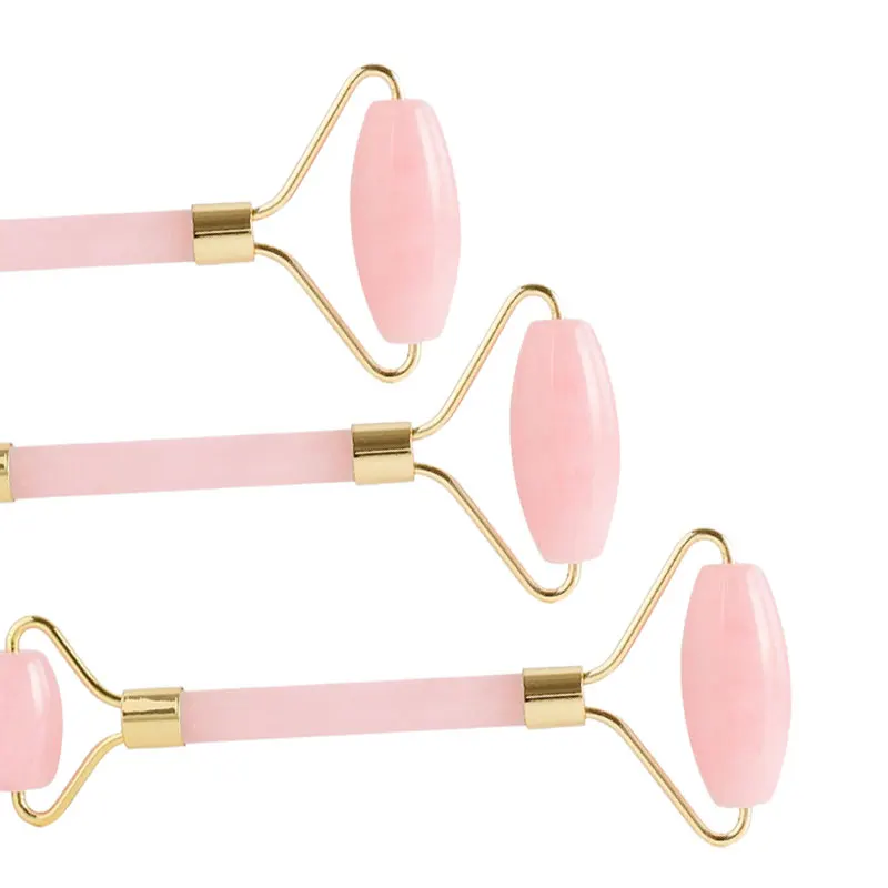 Высококачественный 100% натуральный нефритовый роликовый массажер из розового кварца для лица с коробкой