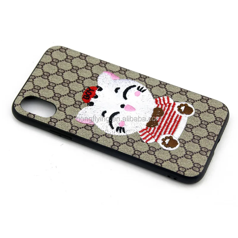 
Hot Sale for iPhone 8 x Soft TPU Embroidery Pattern Cell Phone Case Cover 