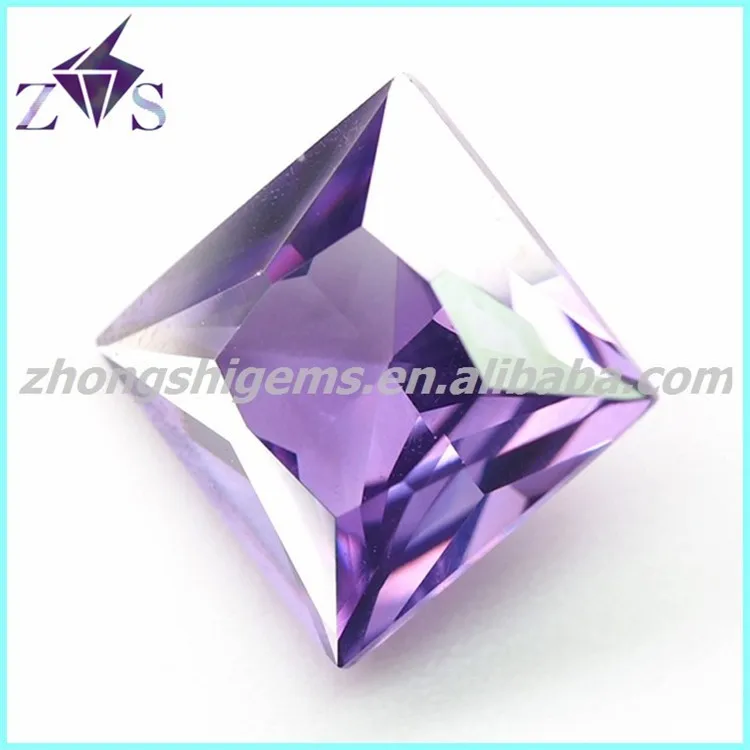 amethyst color princess cut cz loose stones