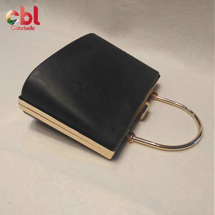 Special design shape metal box purse frame box clutch bag with handles