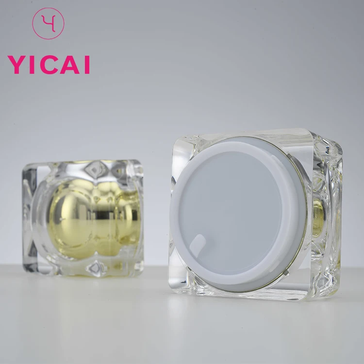 
Luxury Acrylic Gold Cosmetic Square Cosmetic Packaging Face Cream Jars 50g 