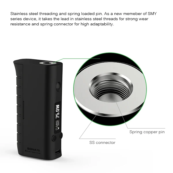 Evolv ДНК 75 Вт чип SDNA 75 Вт мод Evolv ДНК 75 чип мини окно мод контроля температуры пара мод с оригинальным DNA75 чип