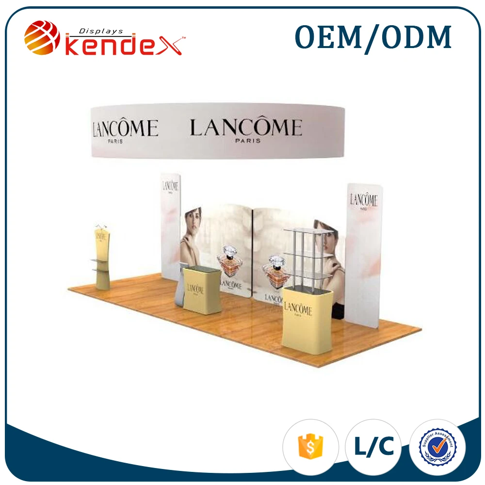 desktop wood and acrylic makeup display rack with poster for window display