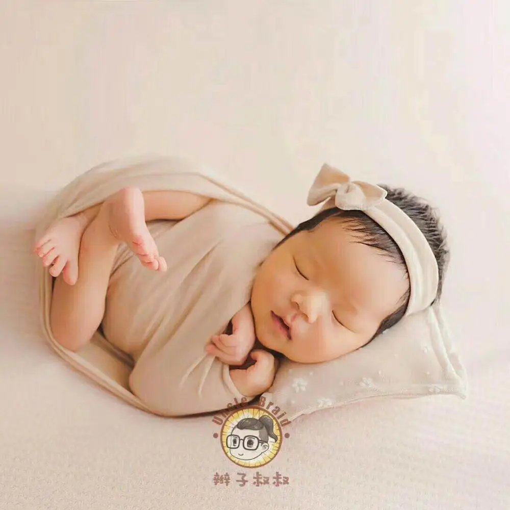 Newborn baby stretch wrap with Tieback set Baby jersey wrap 35x160cm Matching headband set Newborn photography props
