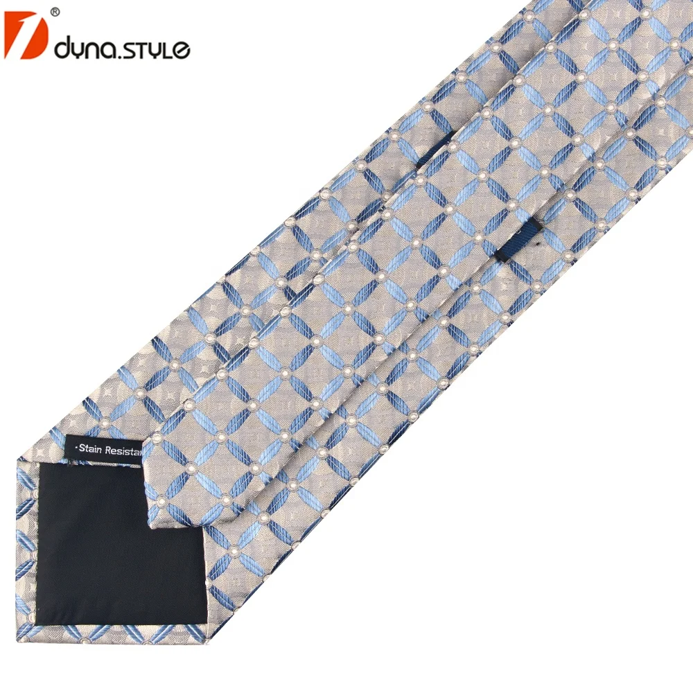 Классический стиль серый белый точечный узор 100% натуральный шелк на заказ тканый галстук