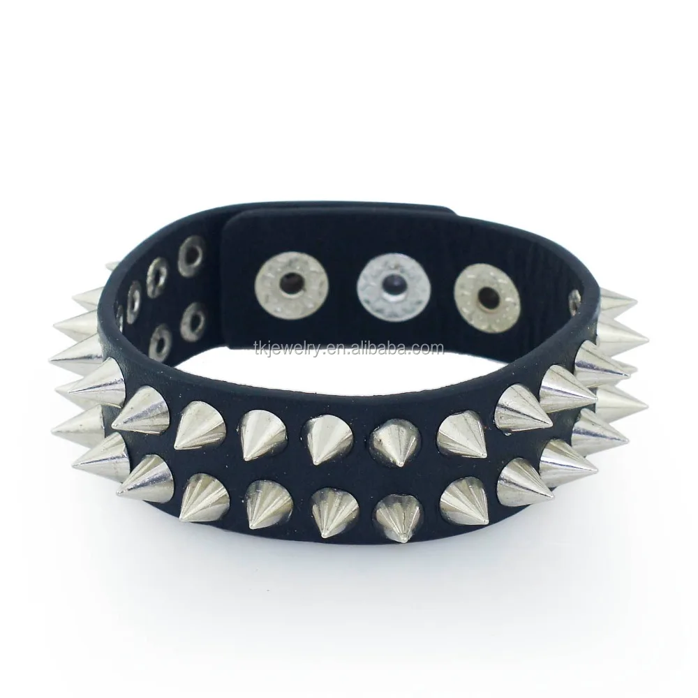 Hot Sale Gothic Spikes Rivet Bracelet Stud Cuff Bracelet Black Leather Punk bracelets