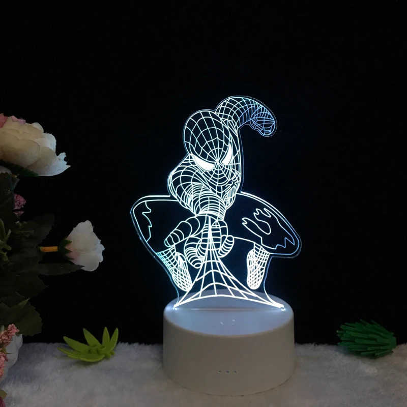 Marvel Movie Hero Spiderman 3D Night Light Acrylic Plate Bulb USB LED Multicolor Home Decorative Lamp Lighting Kid Gift Bedroom