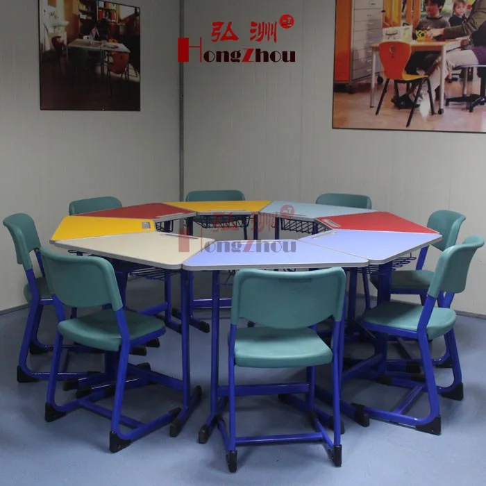 collaborative school furniture group trapezoid kids study table chair