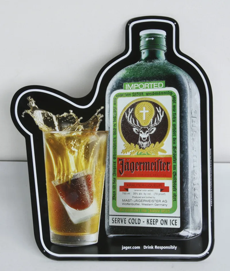 Customized Decorative Use Embossing Beer Tin Metal Signs Bar Wine Bottle Shape Vintage Tin Sign Beer