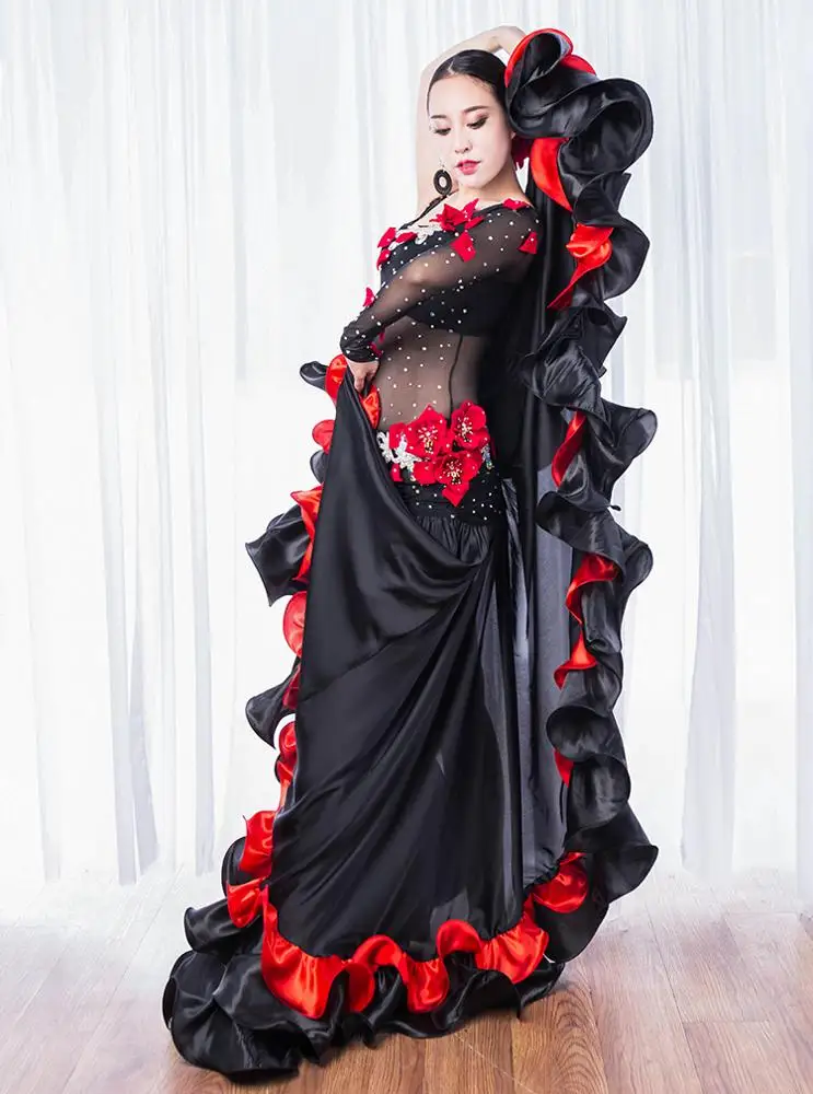 QC2910 Wuchieal профессиональные женские испанские танцевальные костюмы