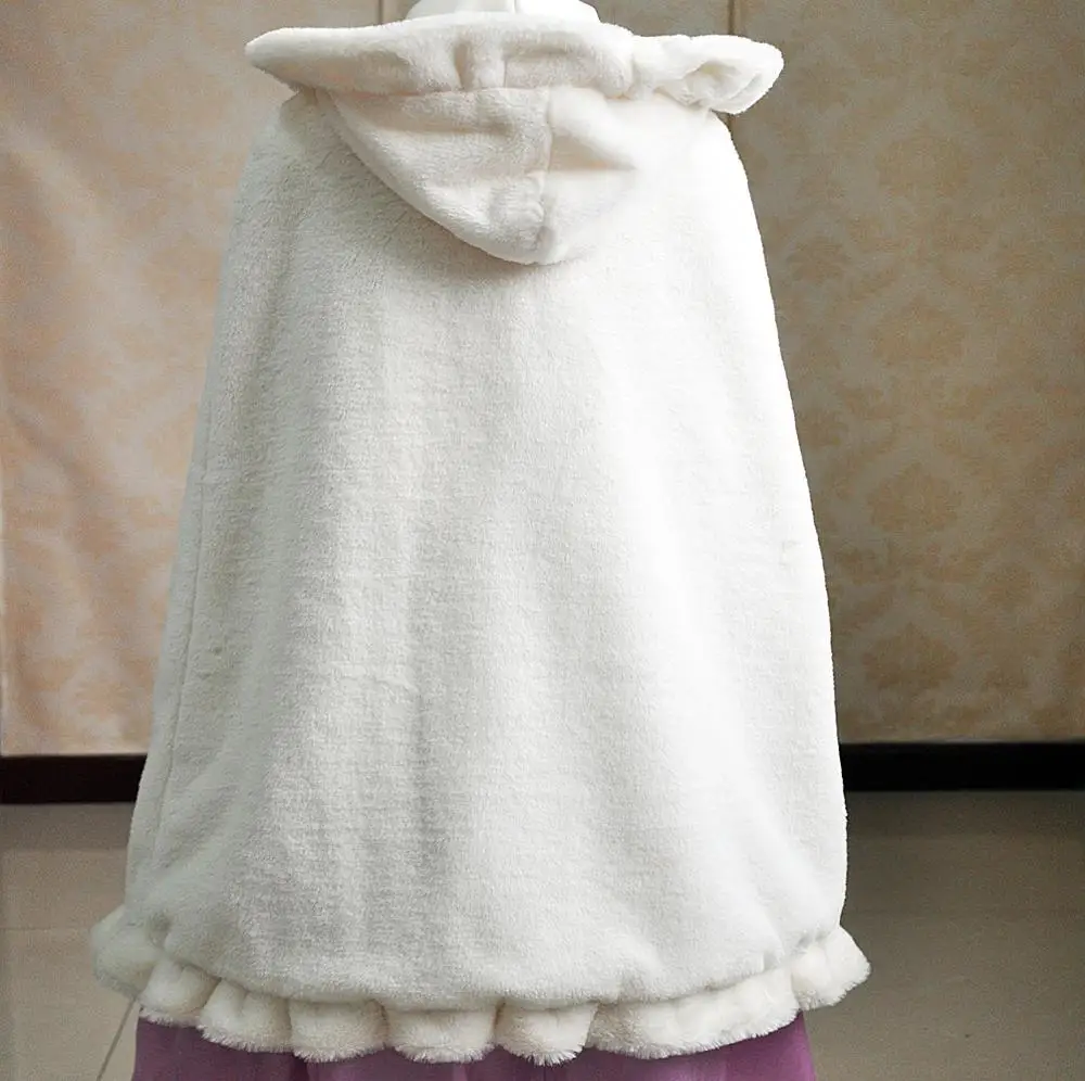 Hot selling Princess Baby Flower Girls Hooded Cape Winter Wedding Cloak For Kids Junior Bridesmaid Warm Fur
