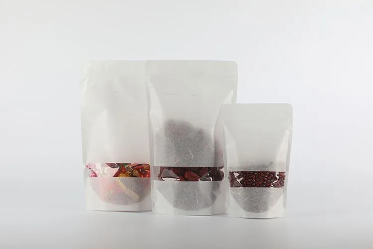 Eco-friendly oker brand white rice paper bags stand up rice paper pouches for dry food, snacks