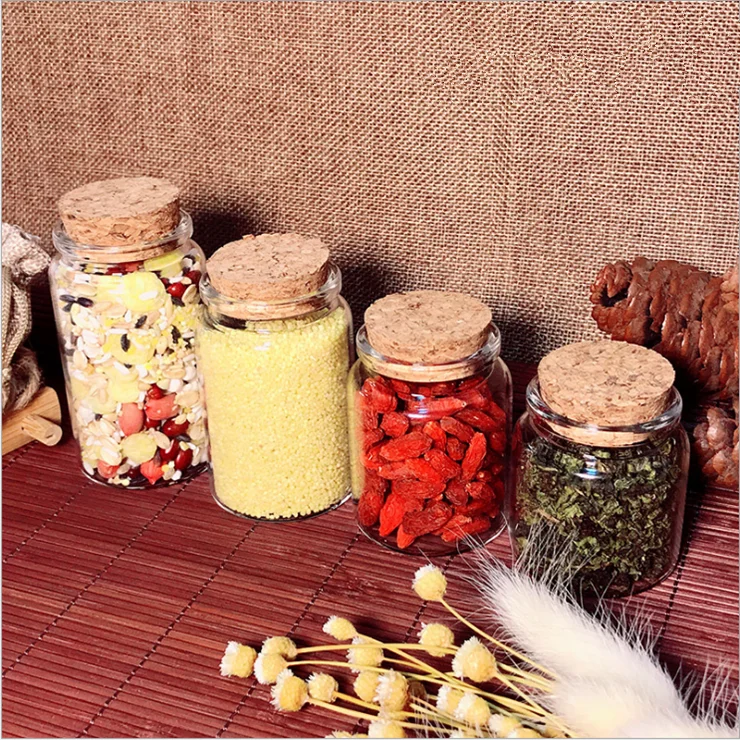 wholesale price available different sizes mini glass bottles with cork lid glass bottle with cork lid