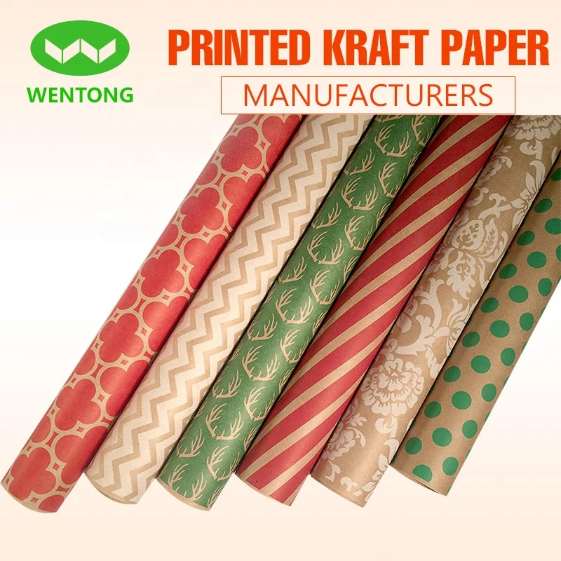 
Gift wrapping one side printed kraft paper rolls custom printed butcher paper 