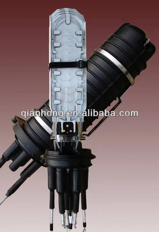Dome Type Fiber Optic Splice Closure 4 or 8 Round Hole + 1 Oval Hole 24 to 144 Fiber for FTTH Solution Qianhong CN;SIC FOSC