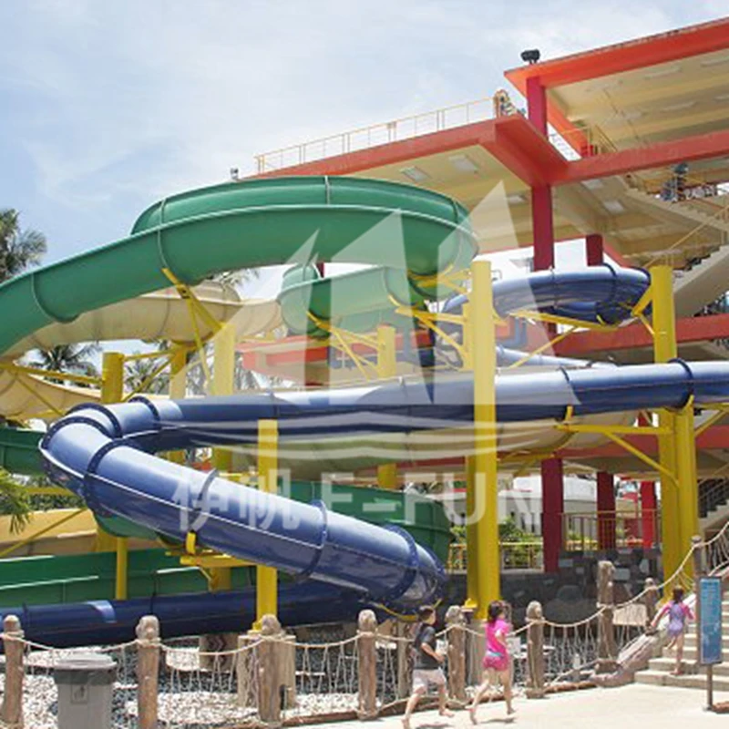 Water Slides 3lines Fiberglass Slide Body: 6-8mm; Flange: 8-10mm Outdoor Equipment Amusement Customer Size 12-18meter Customized