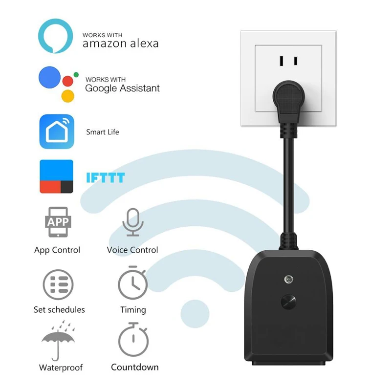 Manufacturer IP44 waterproof Smart Outdoor Plug with Alexa voice control