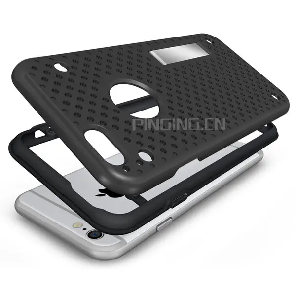 Лучшие продажи PC + TPU двойной слой тонкий броня подставка гибридный чехол для iPhone 6 4.7 дюймов