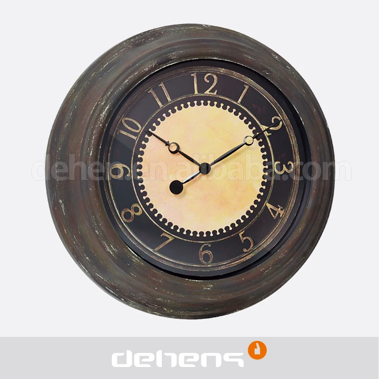 DEHENG Large Size Dark Dial Retro Quartz Wall Clock