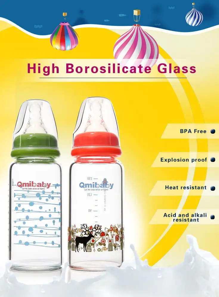 Best selling custom small baby feeding glass bottle in high quality from manufacturer