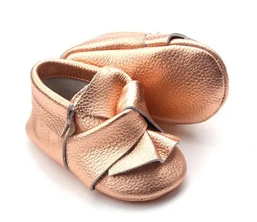 Мягкие детские мокасины из натуральной кожи с бантом на красной подошве для мальчиков/девочек/малышей/младенцев