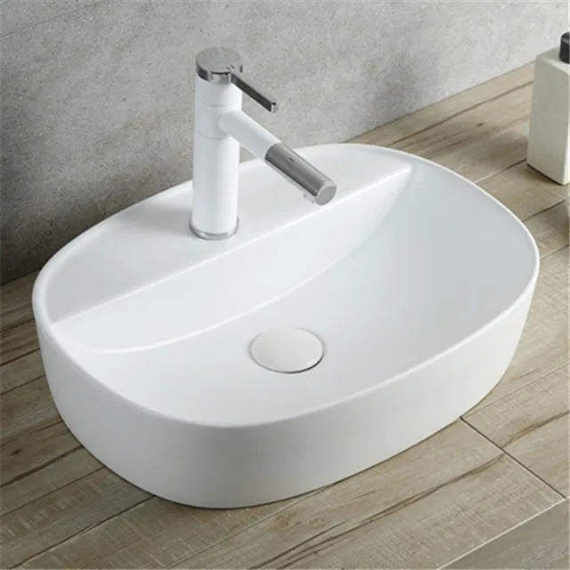 Europe modern oval shape ceramic bowl basin for hand washing in restaurant