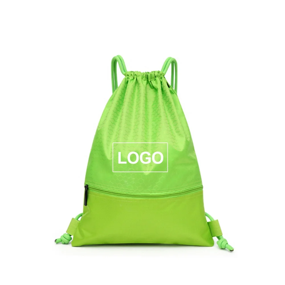 
High quality custom logo printing drawstring cloth string bag sac de dos sport Teenager School backpack polyester with pockets 