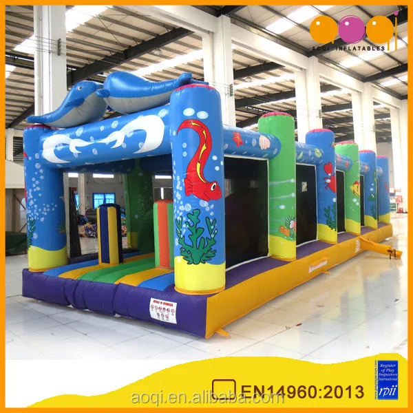 AOQI design children play equipment undersea inflatable fun city amusement park with free EN14960