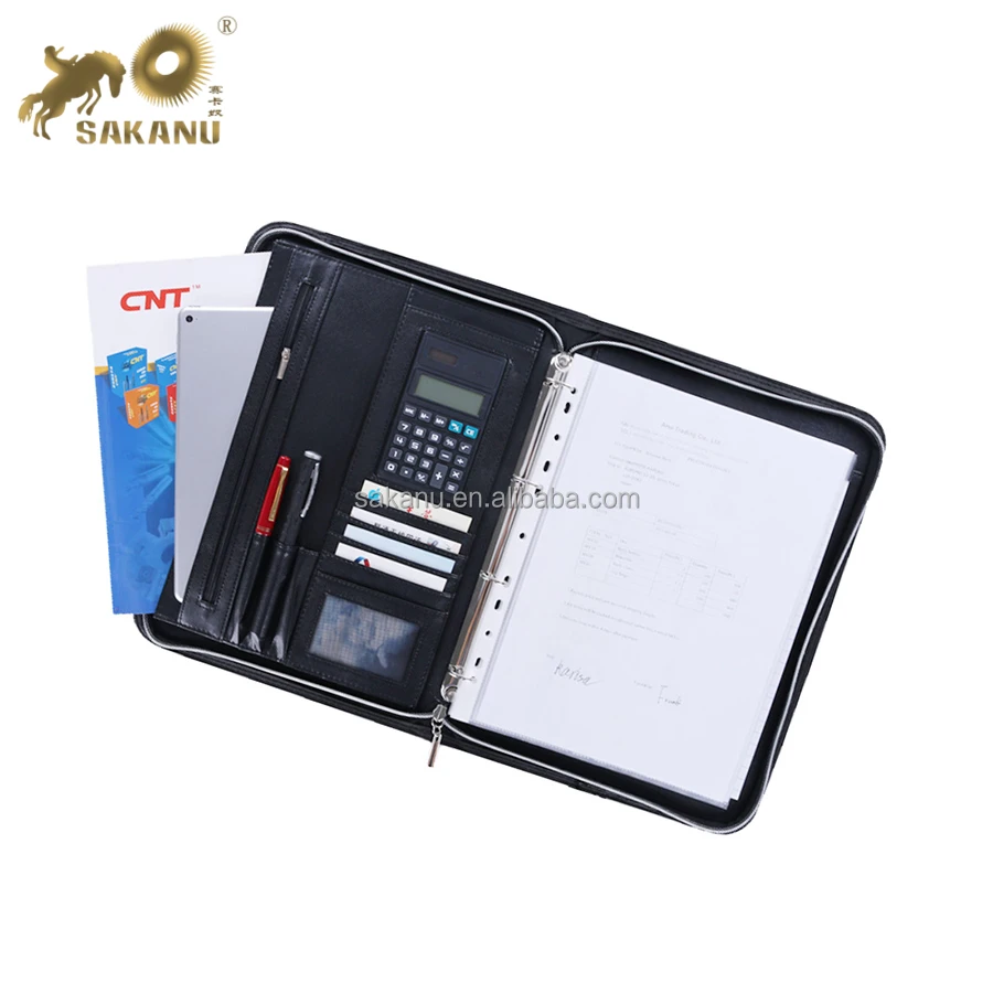 A4 Commercial Documents Manager Folder Clip Phone Pocket Calculator Travel Portfolio Files Ring Binder Padfolio