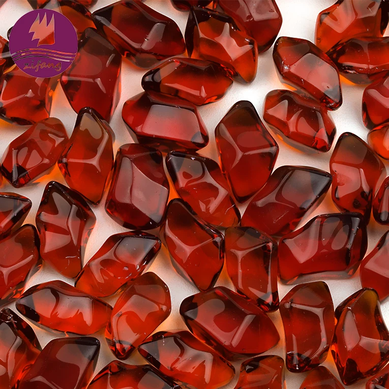 Top quality amber large craft beads fire pit glass beads fire glass crystals