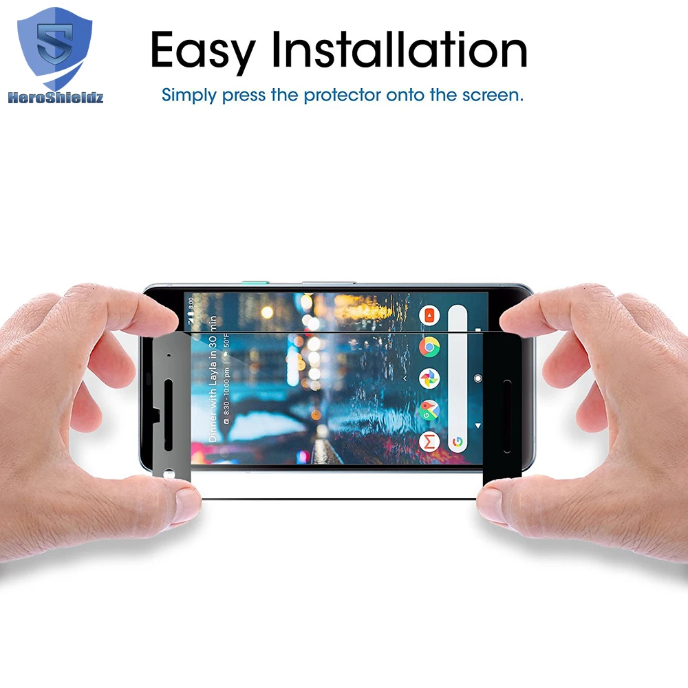 
2018 Wholesale 3D Curved Edge High Quality 9H 0.2 mm Ultra Thin Tempered Glass For Google Pixel 2 XL Screen Protector 2 Packs 