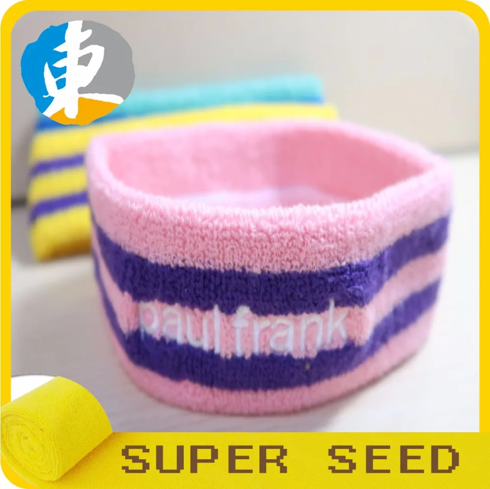 Cotton terry embroidery headband with custom logo